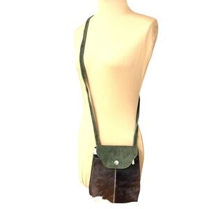 bag suede pony hair crossbody handmade small 7x8.5 vintage